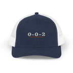 0–0–2 Trucker Hat in Navy / White, front view