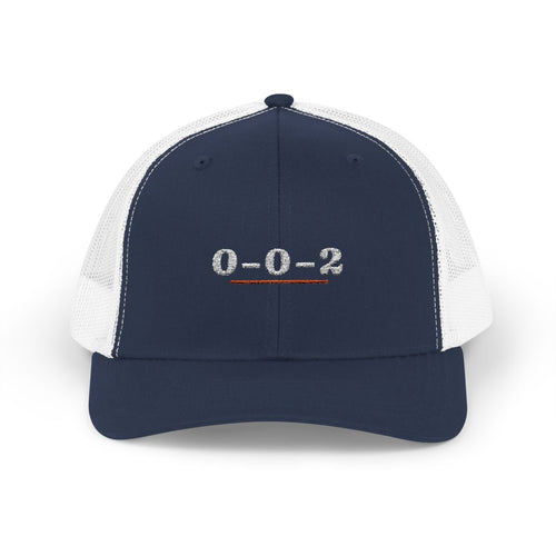 0–0–2 Trucker Hat in Navy / White, front view