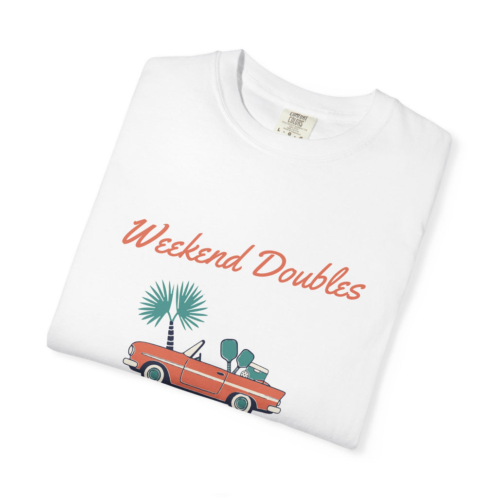Weekend Doubles Tee in White, folded