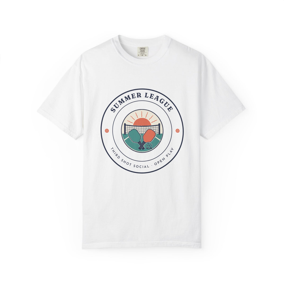 Summer League Tee in White, front view