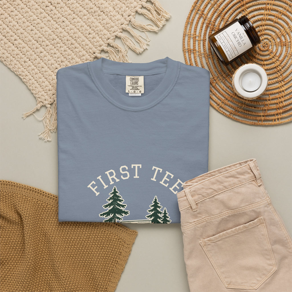 First Tee Tee in Blue Jean, flat lay