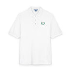 Laurel Flag Polo in White, embroidery close-up