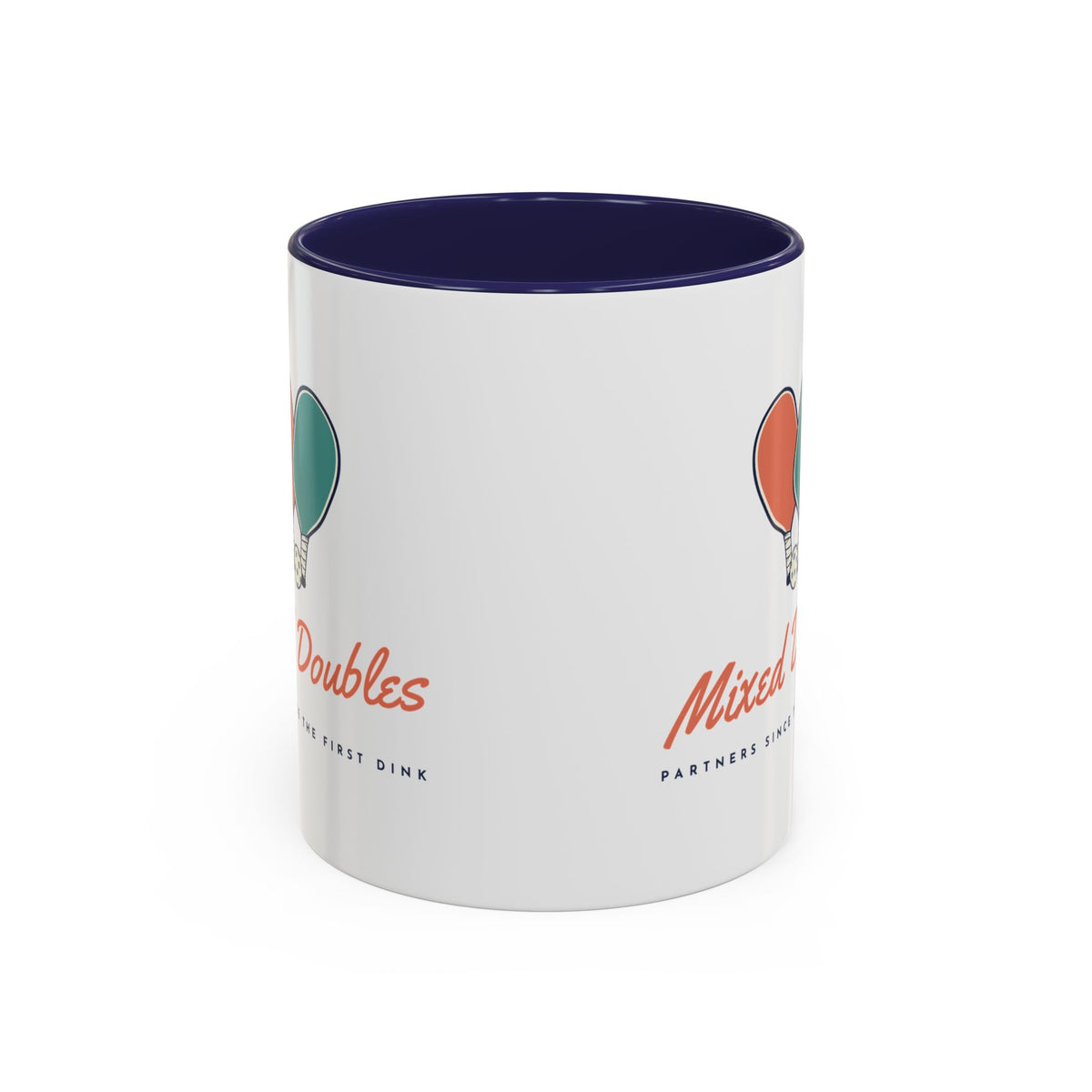 Mixed Doubles Mug in Navy, corner view