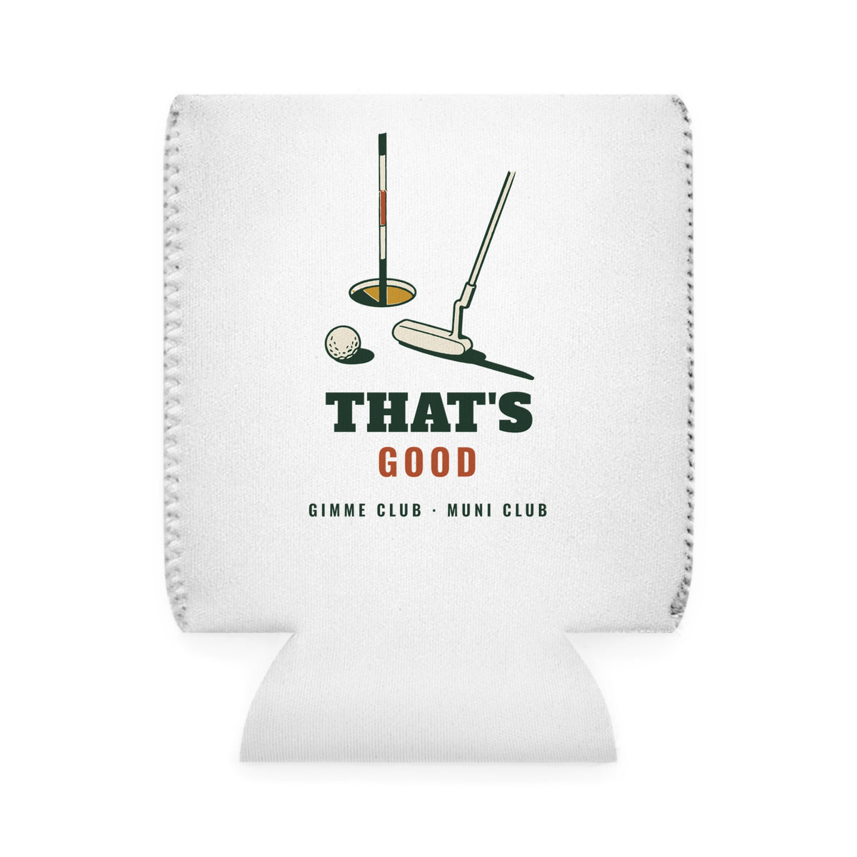 That's Good Can Cooler in White, back view