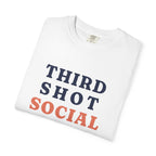 Third Shot Social Stacked Tee in White, folded