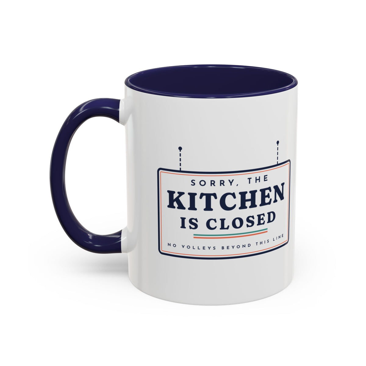 Kitchen Closed Mug in Navy, design, handle left