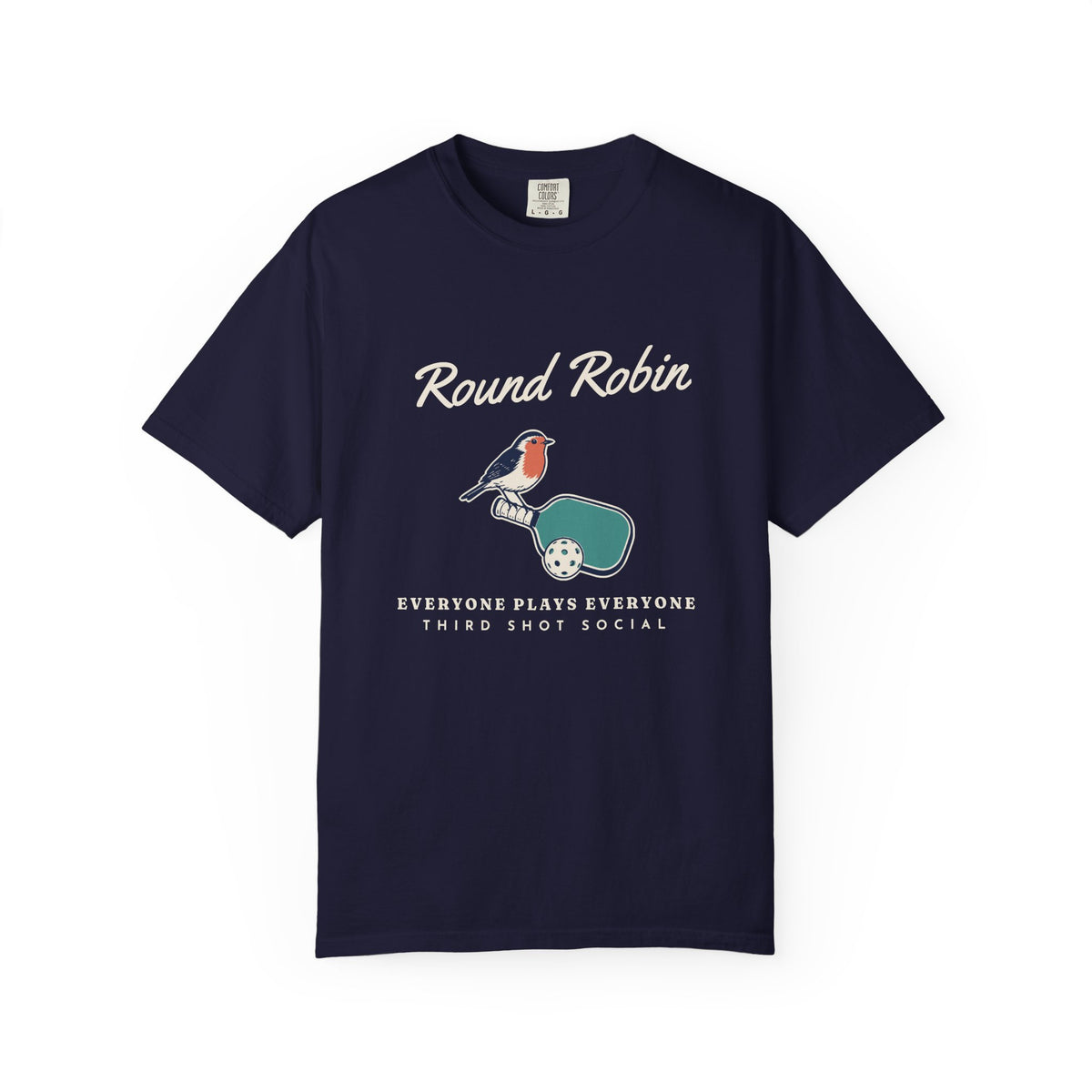 Round Robin Tee in True Navy, front view