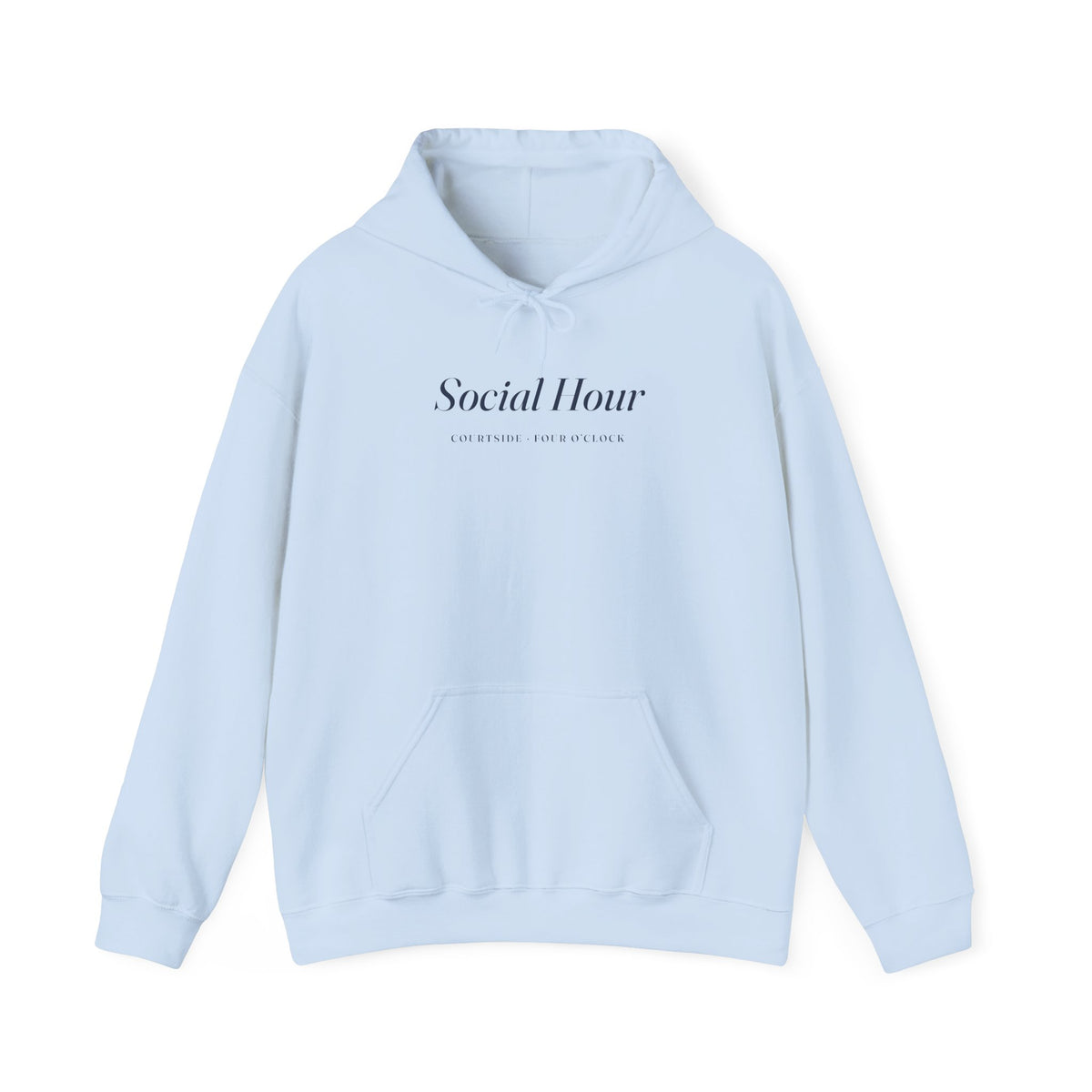 Social Hour Hoodie in Light Blue, front view
