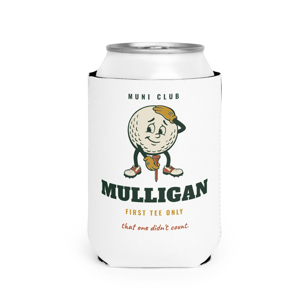 Mulligan Can Cooler in White, front view, second angle