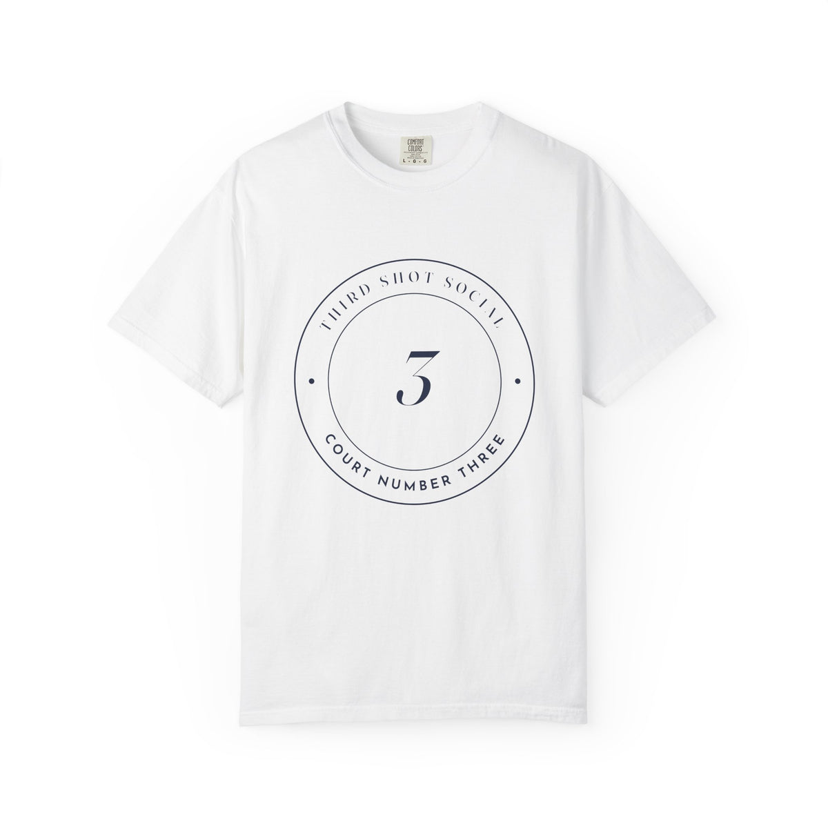 Court Three Seal Tee in White, front view