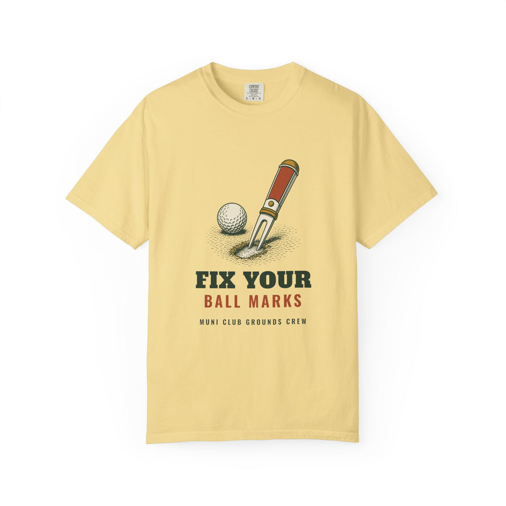 Fix Your Ball Marks Tee in Butter, front view