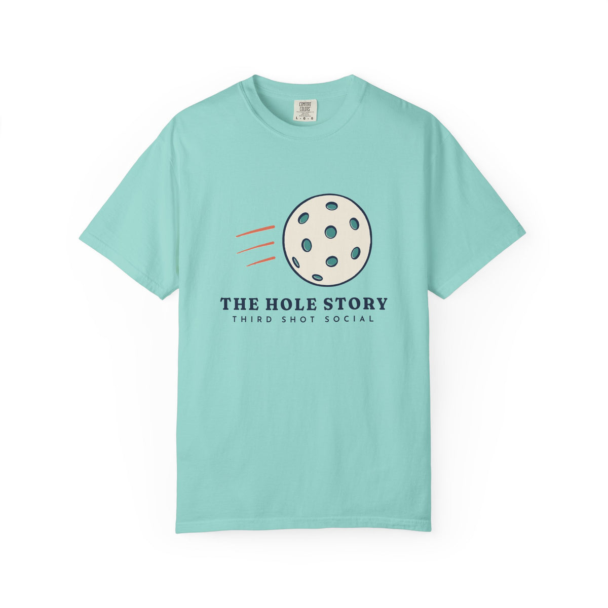 The Hole Story Tee in Chalky Mint, front view