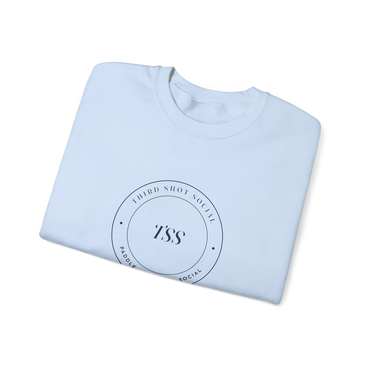 Club Seal Crewneck in Light Blue, folded