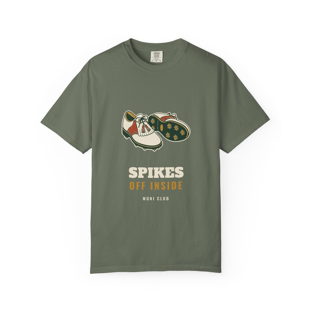 Spikes Off Inside Tee in Moss, front view