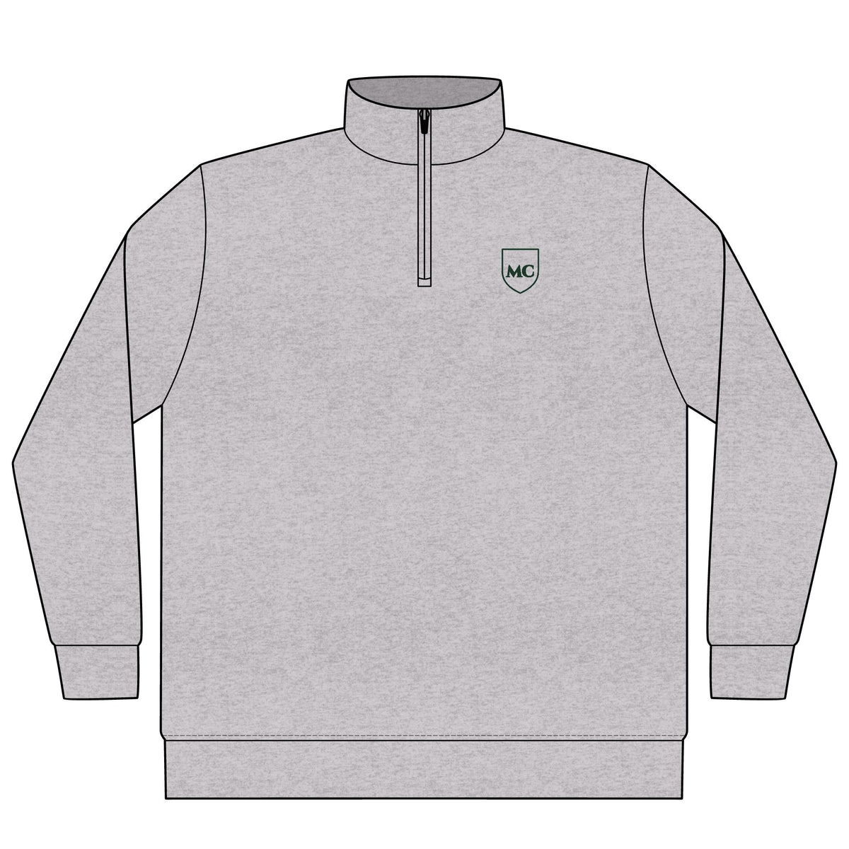 MC Shield Quarter-Zip in Grey Heather, front view