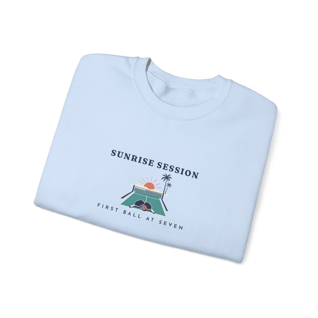 Sunrise Session Crewneck in Light Blue, folded