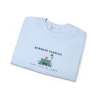 Sunrise Session Crewneck in Light Blue, folded