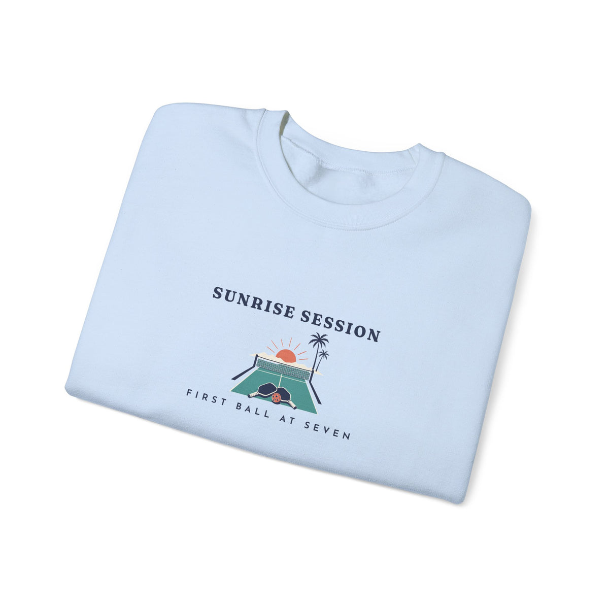 Sunrise Session Crewneck in Light Blue, folded