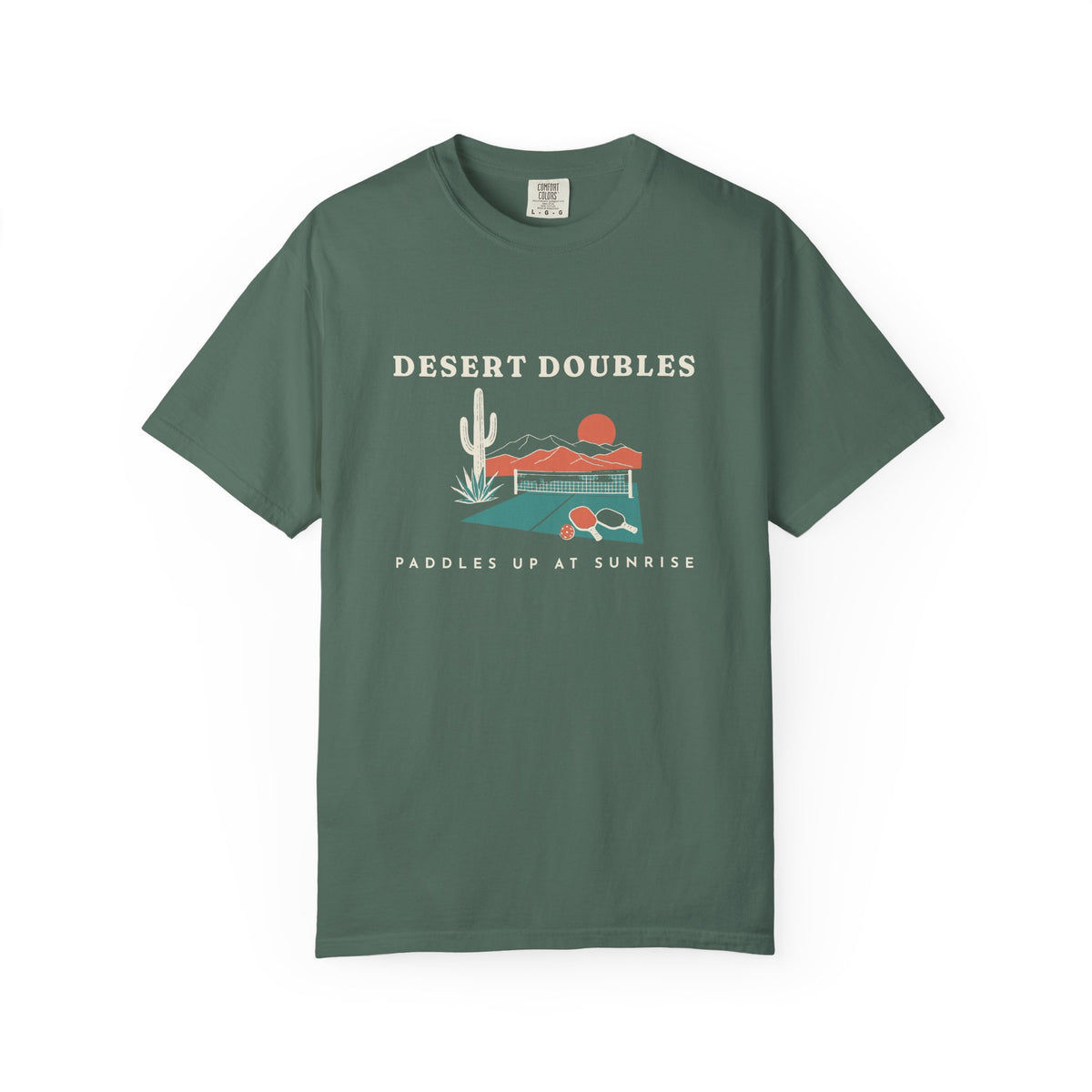 Desert Doubles Tee in Blue Spruce, front view