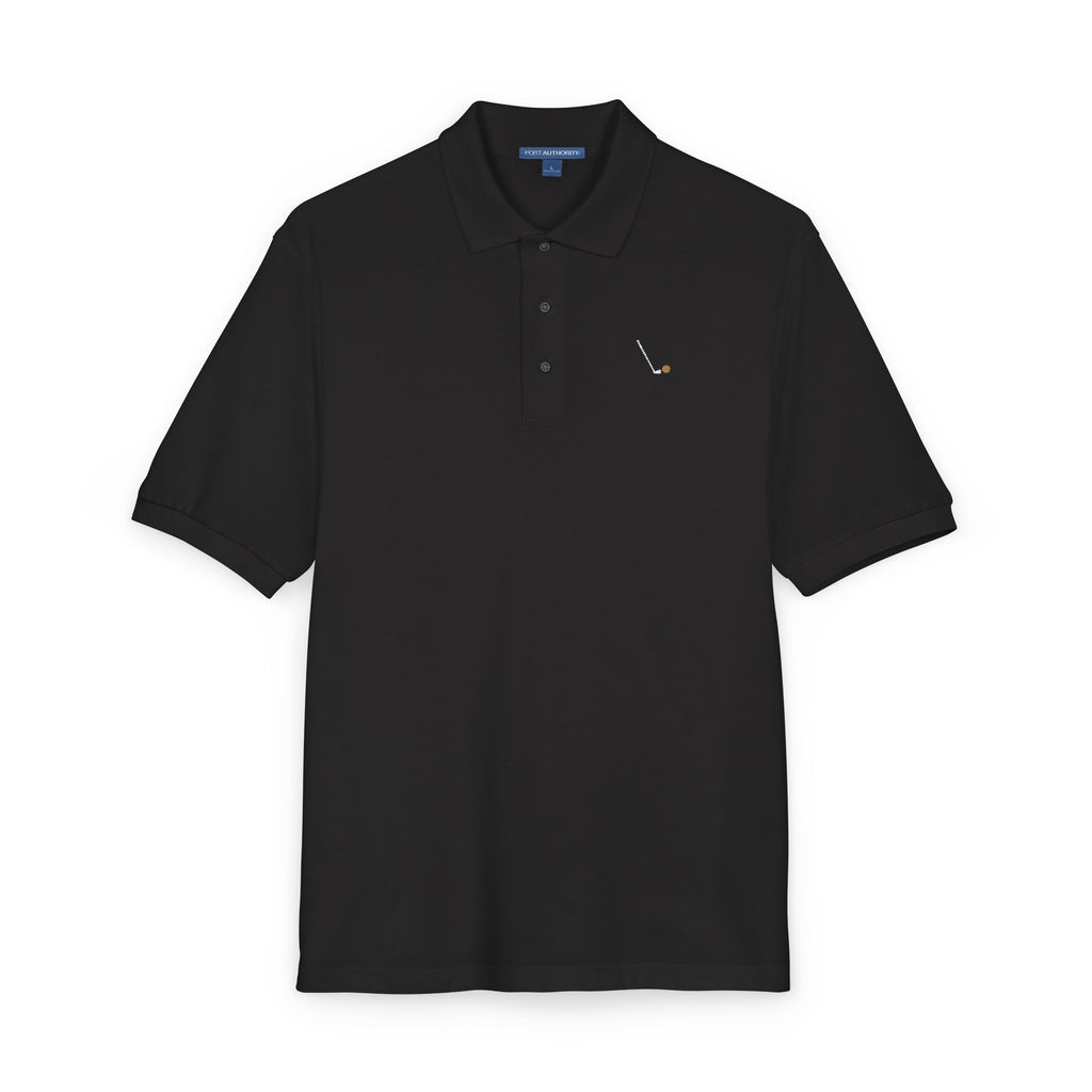 Seven Iron Polo in Black, embroidery close-up
