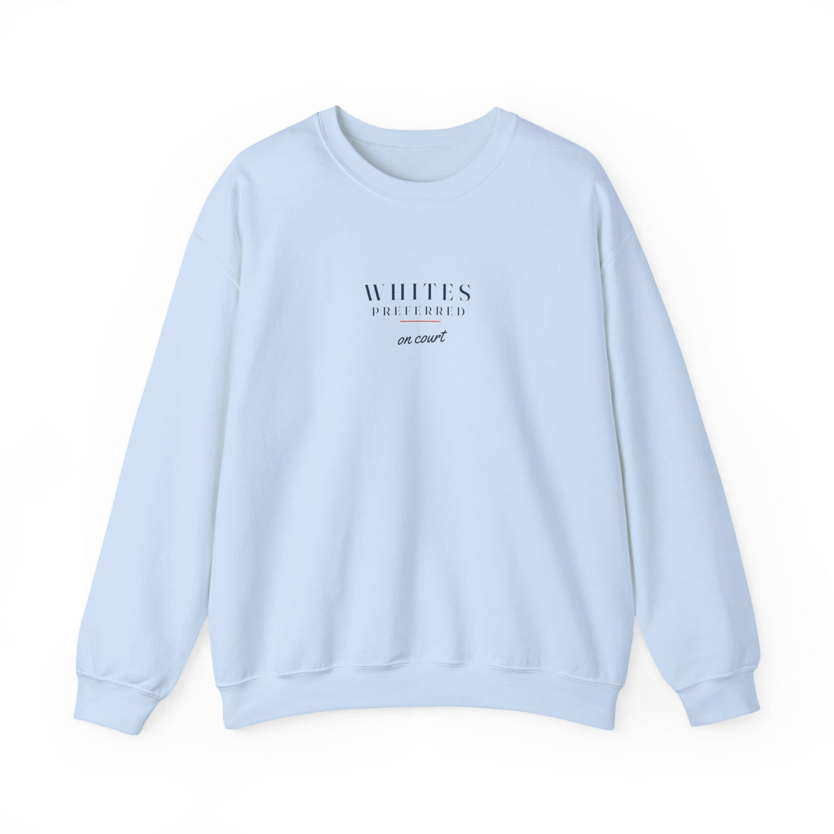Whites Preferred Crewneck in Light Blue, front view