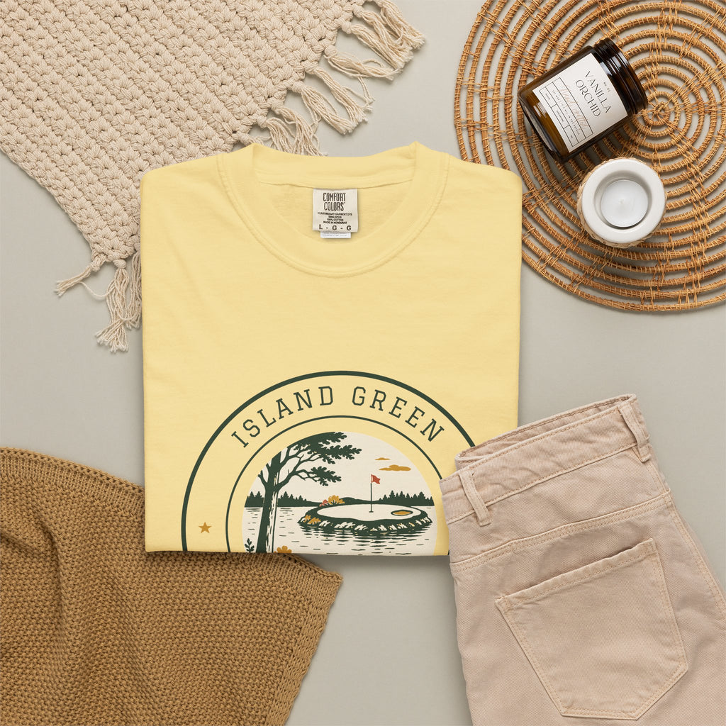 Island Green Tee in Butter, flat lay