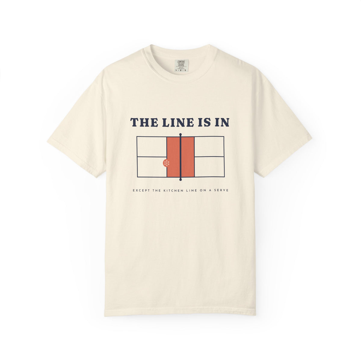The Line Is In Tee in Ivory, front view