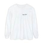 Script Chest Mark Long Sleeve Tee in White, front view