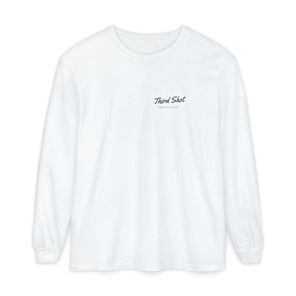 Script Chest Mark Long Sleeve Tee in White, front view