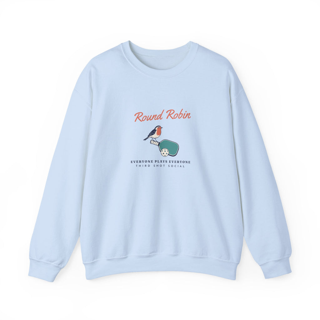 Round Robin Crewneck in Light Blue, front view