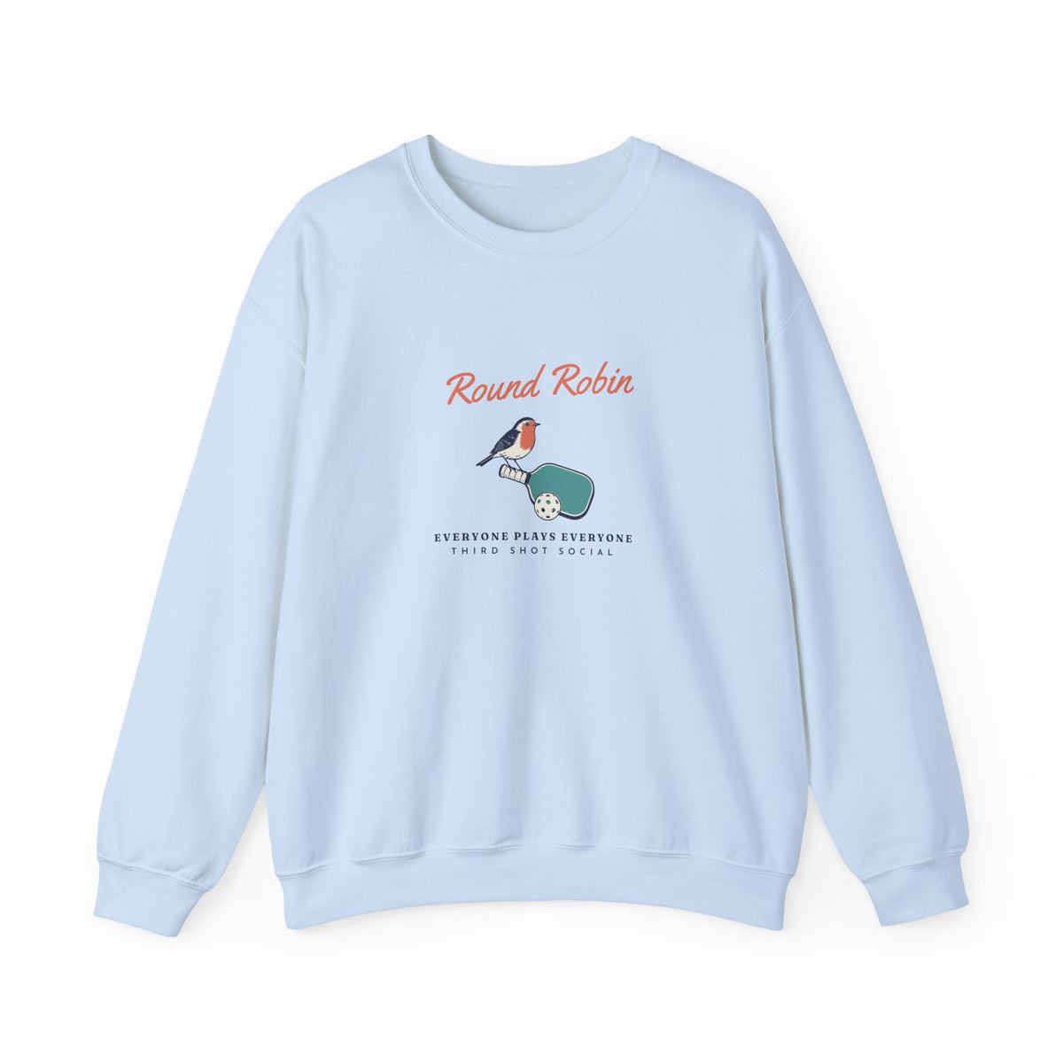 Round Robin Crewneck in Light Blue, front view