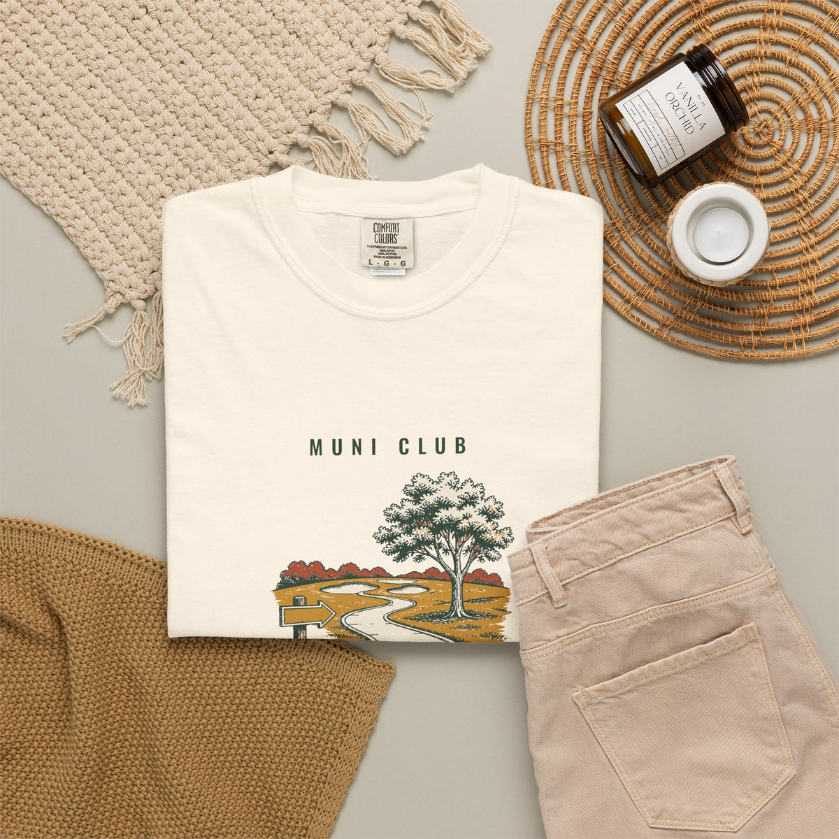 Cart Path Only Tee in Ivory, flat lay