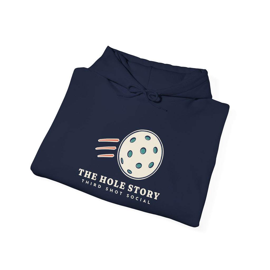 The Hole Story Hoodie in Navy, folded