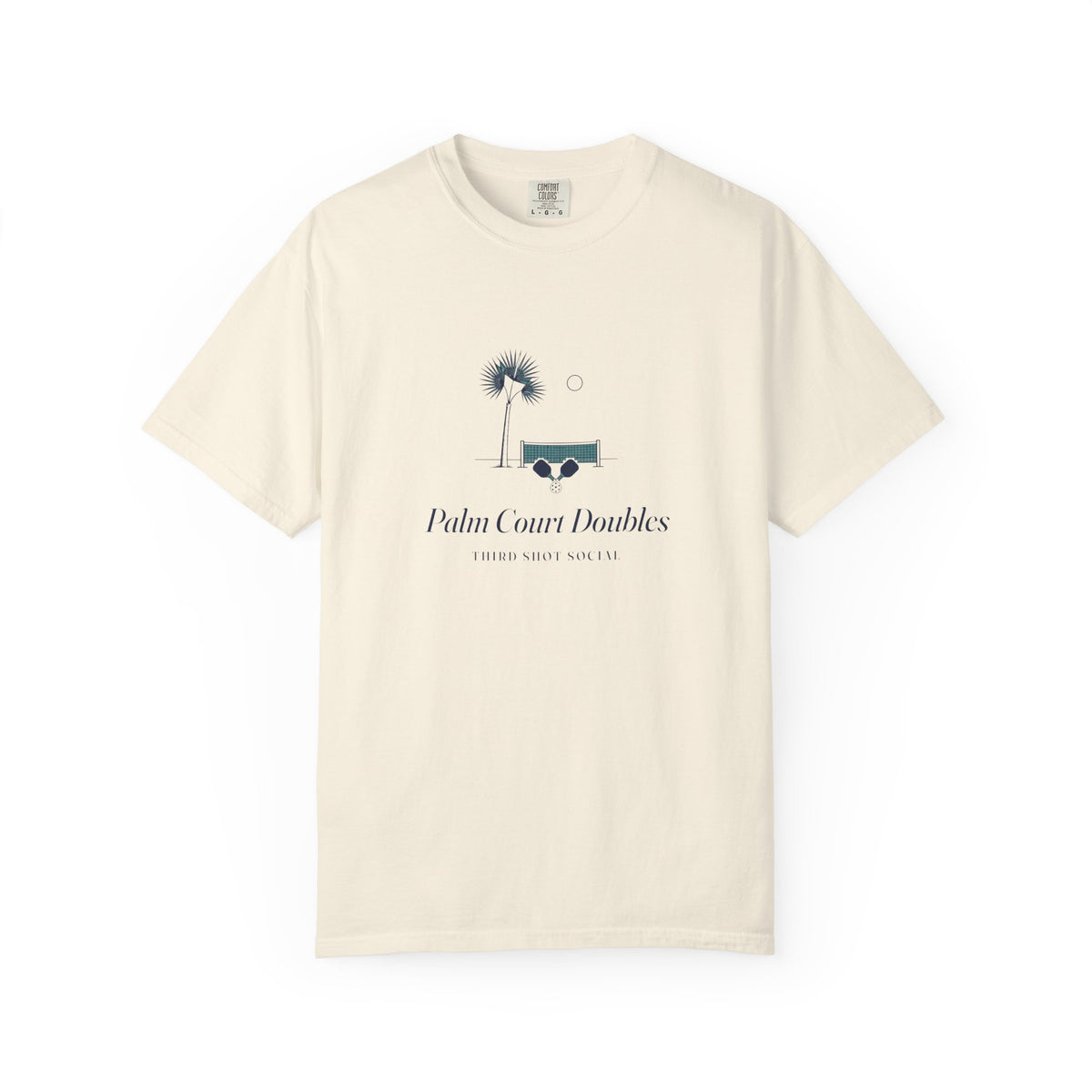 Palm Court Tee in Ivory, front view
