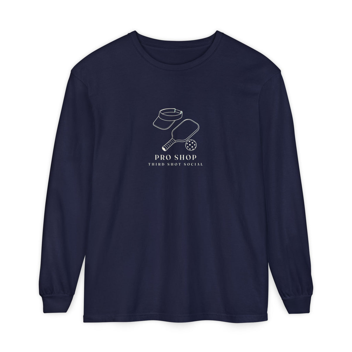 Pro Shop Still Life Long Sleeve Tee in True Navy, front view