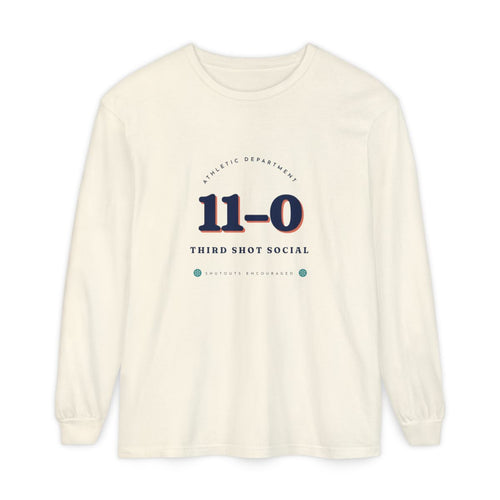 11–0 Athletic Department Long Sleeve Tee in Ivory, front view