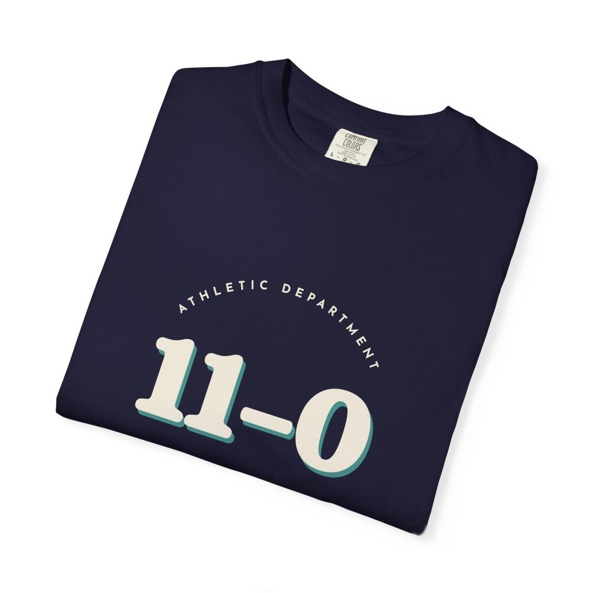11–0 Athletic Department Tee in True Navy, folded