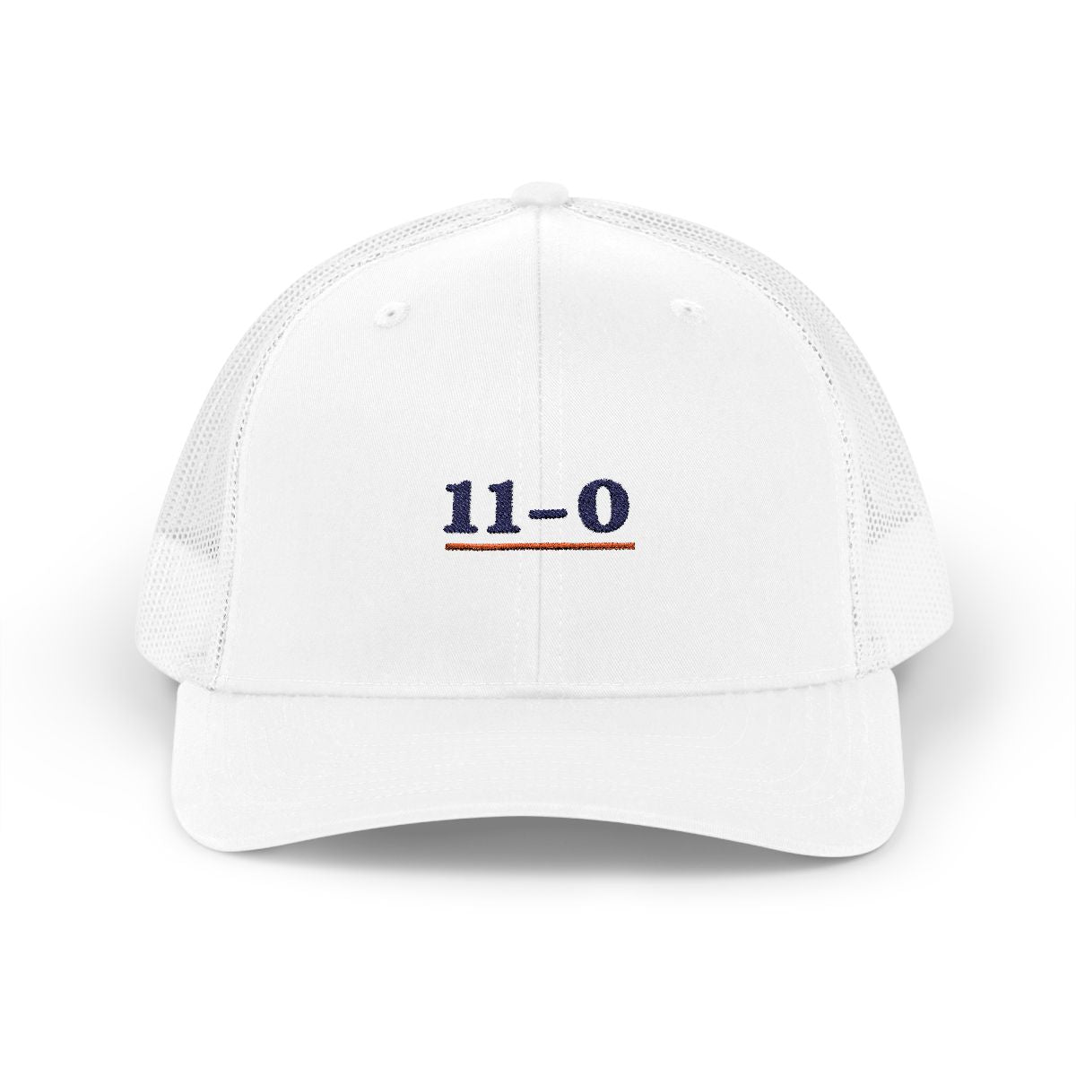 11–0 Trucker Hat in White, front view