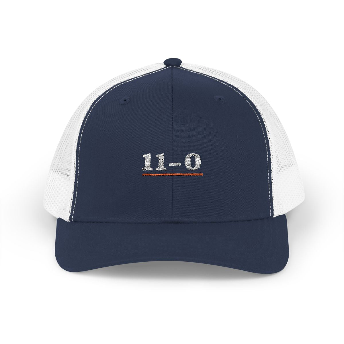 11–0 Trucker Hat in Navy / White, front view