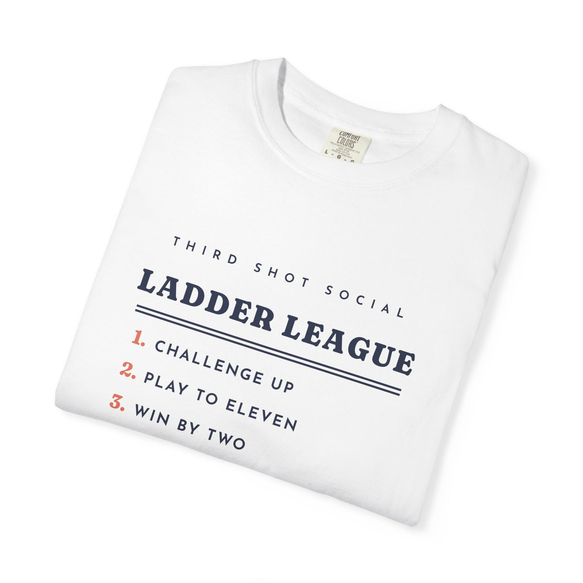 Ladder League Tee in White, folded