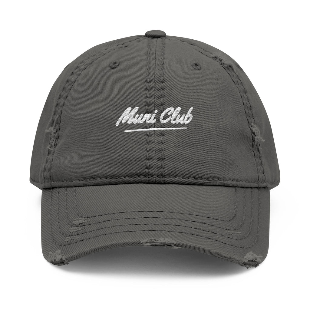 Muni Club Script Dad Hat in Charcoal Grey, front view