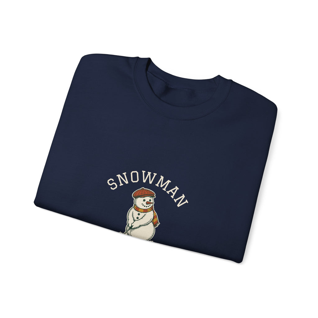Snowman Crewneck in Navy, folded