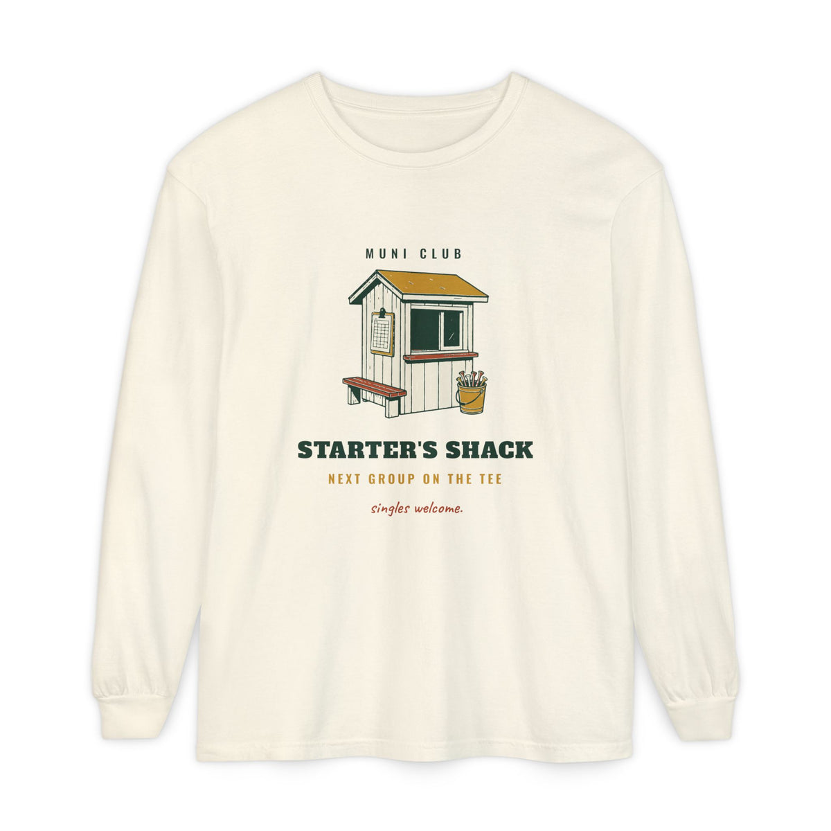 Starter's Shack Long Sleeve Tee in Ivory, front view
