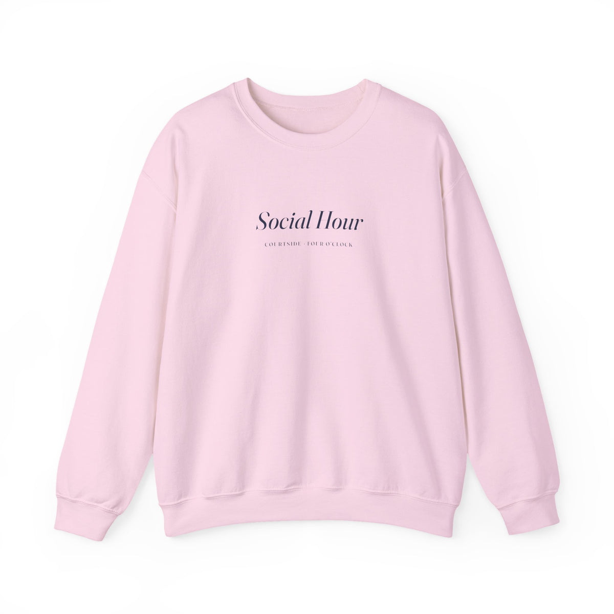 Social Hour Crewneck in Light Pink, front view