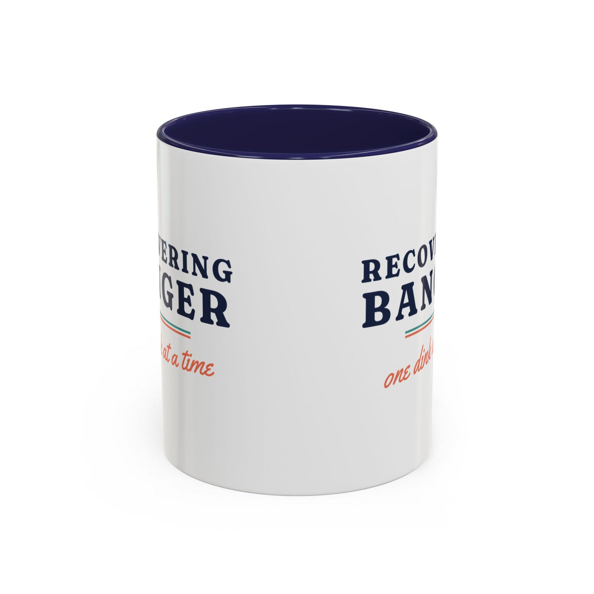 Recovering Banger Mug in Navy, corner view