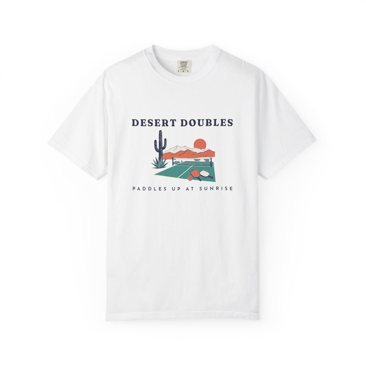 Desert Doubles Tee in White, front view