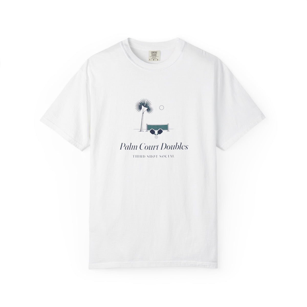 Palm Court Tee in White, front view