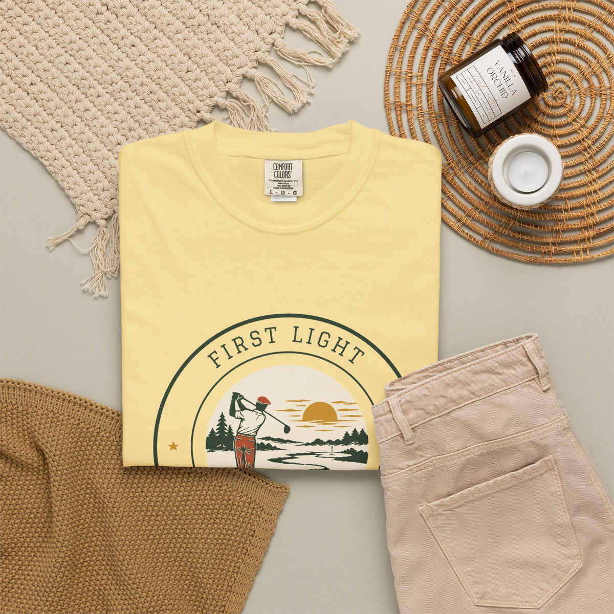 First Light Tee in Butter, flat lay