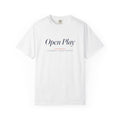 Open Play Italic Tee in White, front view