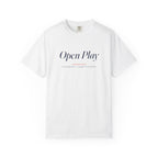 Open Play Italic Tee in White, front view